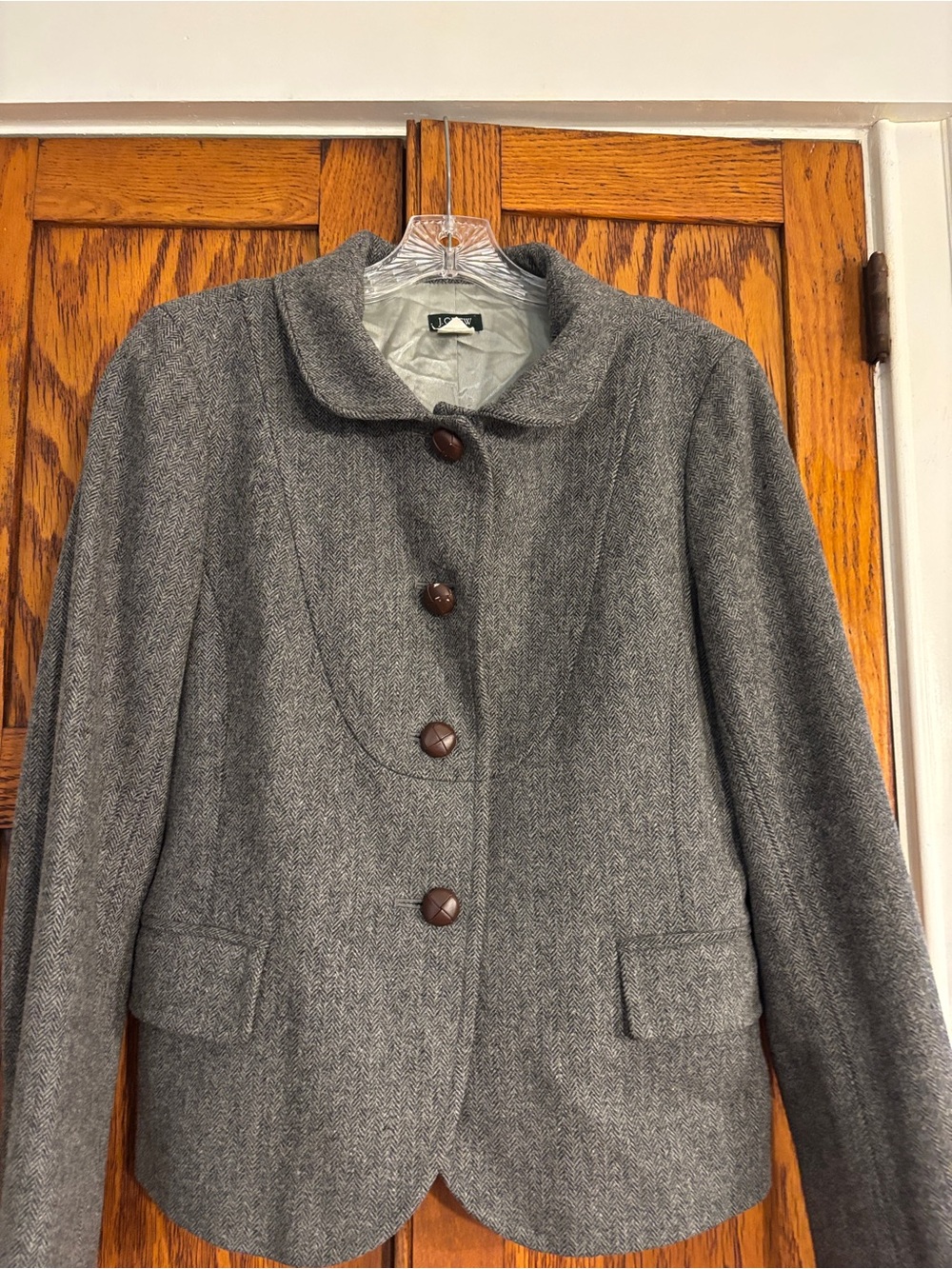 J. Crew Tailored Gray Wool-Blend Button Jacket
